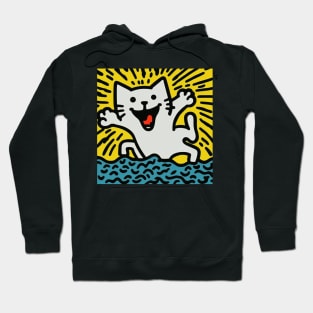 Funny Keith Haring, Happy Cat Hoodie